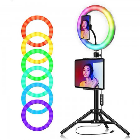Кольцевая лампа 33 см RGB LED MJ33 + штатив 2,1 метра